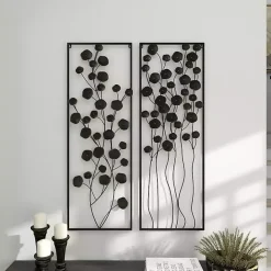 Outlet Kirklands Home Metal Floral Wall Plaques, Set of 2 Black