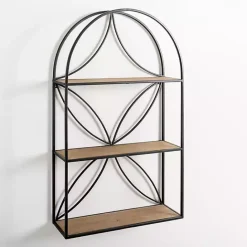 Online Kirklands Home Black Metal Flower Frame 3-Tier Wall Shelf