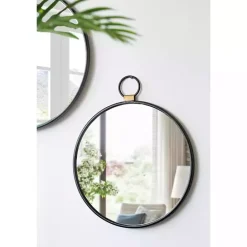New Kirklands Home Black Metal Frame Round Loop Wall Mirror