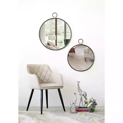 New Kirklands Home Black Metal Frame Round Loop Wall Mirror