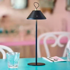Discount Kirklands Home Metal Frosted Light Cordless Table Lamp Black