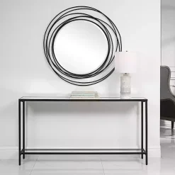 Clearance Kirklands Home Metal Glass Top Console Table Black