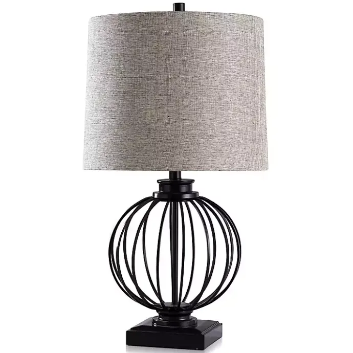 New Kirklands Home Black Metal Globe Table Lamp Gray