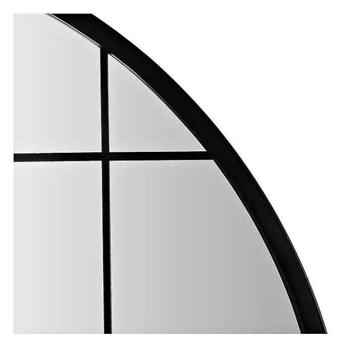 Kirklands Home Black Metal Grid Frame Round Wall Mirror