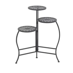 Discount Kirklands Home Metal Medallion 3-Tier Folding Plant Stand Black