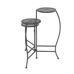 Discount Kirklands Home Metal Medallion 3-Tier Folding Plant Stand Black