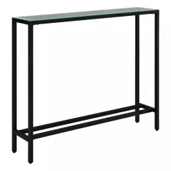New Kirklands Home Metal Mirrored Top Slim Console Table Black