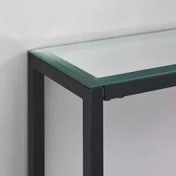 New Kirklands Home Metal Mirrored Top Slim Console Table Black