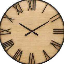 Clearance Kirklands Home Black Metal Natural Wood Wall Clock
