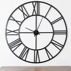 New Kirklands Home Black Metal Open Face Aiden Wall Clock