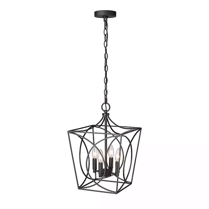 Hot Kirklands Home Metal Open Swirl Pendant Light Black
