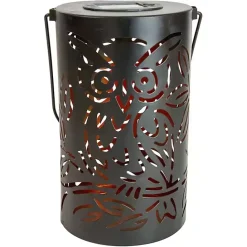 Sale Kirklands Home Metal Owl Dusk-to-Dawn Outdoor Solar Lantern Black