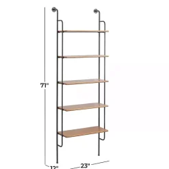 Outlet Kirklands Home Black Metal Pipe Frame Brown Wood Wall Shelf