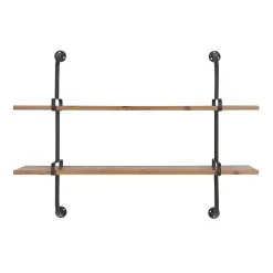 Online Kirklands Home Black Metal Pipe Two-Tier Wall Mounted Shelf