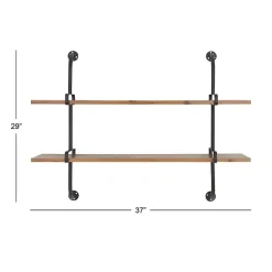 Online Kirklands Home Black Metal Pipe Two-Tier Wall Mounted Shelf