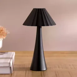 Kirklands Home Metal Ribbed Rechargeable Touch Lamp Black