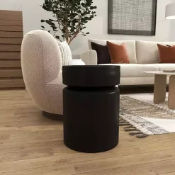 Clearance Kirklands Home Metal Round Drum Accent Table Black