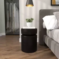 Clearance Kirklands Home Metal Round Drum Accent Table Black