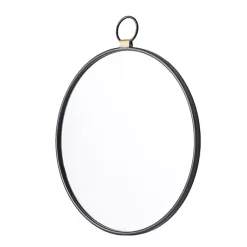 Best Kirklands Home Black Metal Round Top Loop Wall Mirror