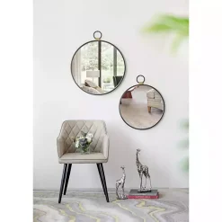Best Kirklands Home Black Metal Round Top Loop Wall Mirror