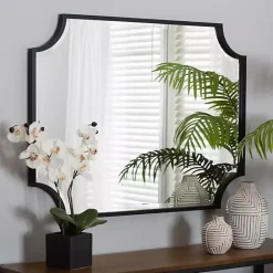 Kirklands Home Black Metal Scalloped Rectangle Wall Mirror