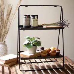 Outlet Kirklands Home Metal 2-Tier Folding Display Rack Black