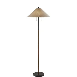 New Kirklands Home Black Metal Walnut Flare Pulls Floor Lamp Tan