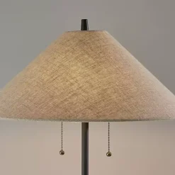New Kirklands Home Black Metal Walnut Flare Pulls Floor Lamp Tan