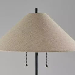 New Kirklands Home Black Metal Walnut Flare Pulls Floor Lamp Tan