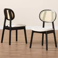 Best Kirklands Home Black Mid-Century Modern Dining Chairs, Set of 2 White