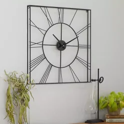 Hot Kirklands Home Minimal Square Open Face Clock Black