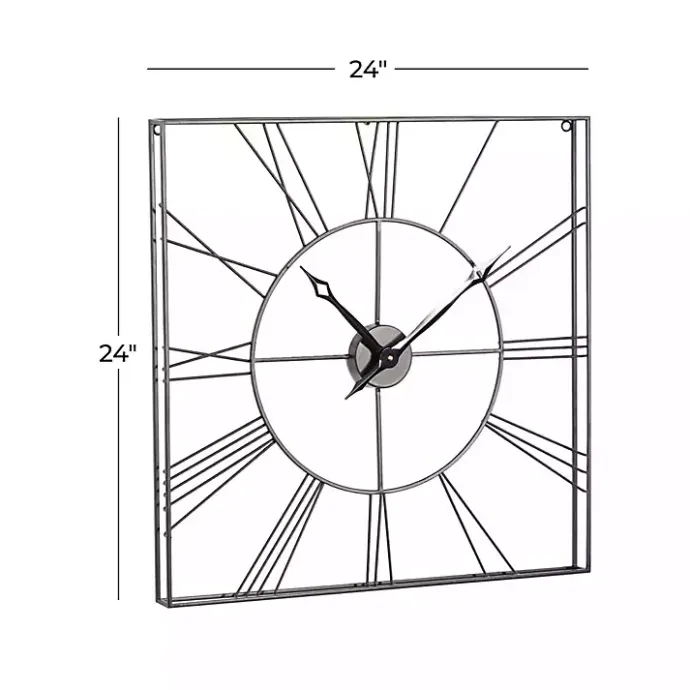 Hot Kirklands Home Minimal Square Open Face Clock Black