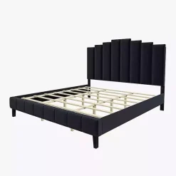 New Kirklands Home Modern Tufted Platform King Bed Black