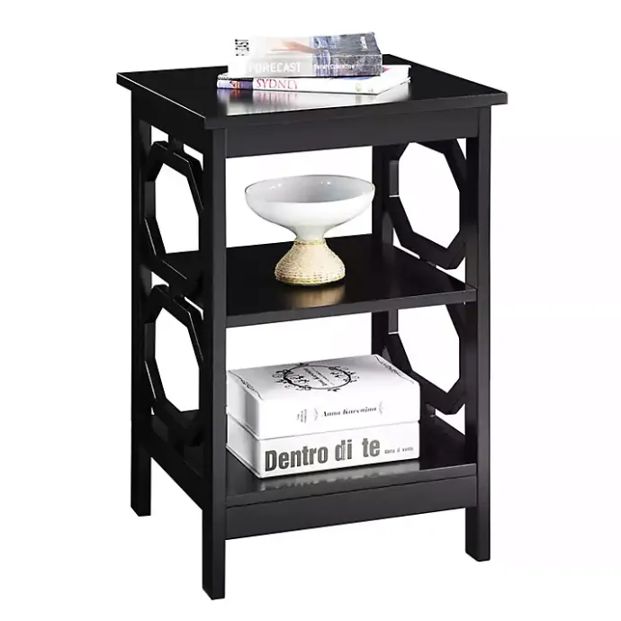 Kirklands Home Octagon 2-Shelf Accent Table Black