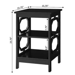 Kirklands Home Octagon 2-Shelf Accent Table Black