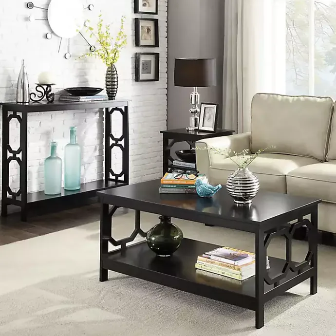 Kirklands Home Octagon 2-Shelf Accent Table Black