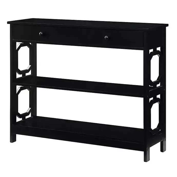 New Kirklands Home Octagon 2-Shelf Console Table Black