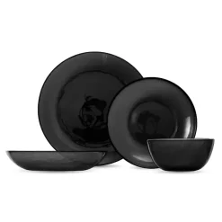 Hot Kirklands Home 16-pc. Hammered Glass Dinnerware Set Black