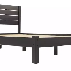 Discount Kirklands Home Pine Wood Slatted Headboard Queen Bed Black