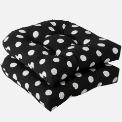 Outlet Kirklands Home Polka Dot Wicker Chair Cushions, Set of 2 Black