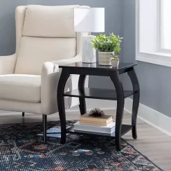 Hot Kirklands Home Prismatic Wood Accent Table Black