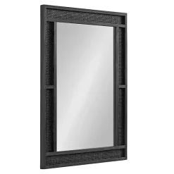 New Kirklands Home Rattan Textured Rectangle Wall Mirror Black