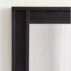 New Kirklands Home Rattan Textured Rectangle Wall Mirror Black