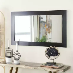 Hot Kirklands Home Black Rectangular Wood Wall Mirror, 24x42 in.