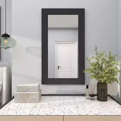 Hot Kirklands Home Black Rectangular Wood Wall Mirror, 24x42 in.