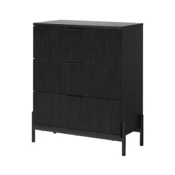 Kirklands Home Reeded 3-Drawer Dresser Black