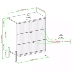 Kirklands Home Reeded 3-Drawer Dresser Black