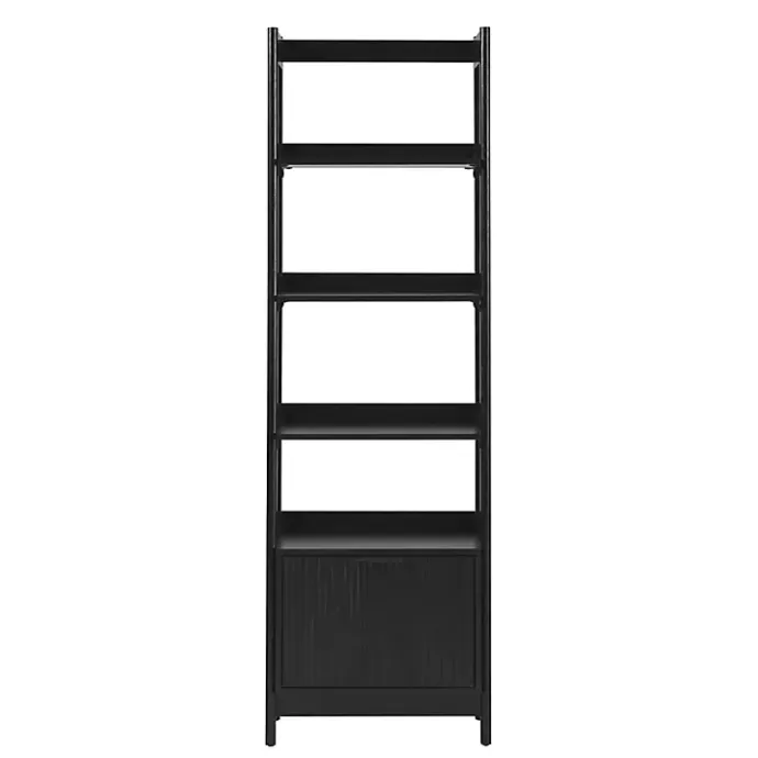 Online Kirklands Home Reeded Wood Holmes Narrow Bookcase Black