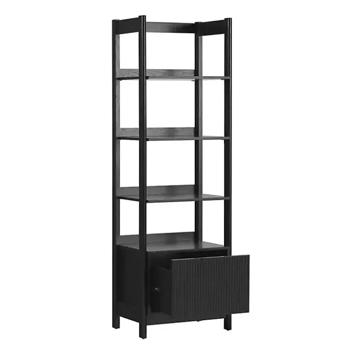 Online Kirklands Home Reeded Wood Holmes Narrow Bookcase Black