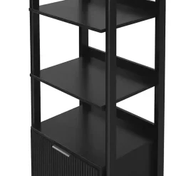 Online Kirklands Home Reeded Wood Holmes Narrow Bookcase Black